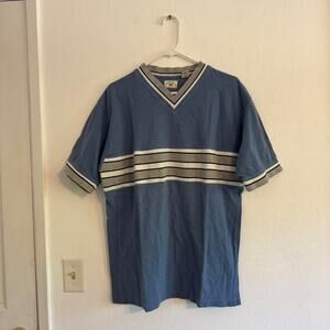 County seat y2k V-Neck short sleeve blue shirt Men's Medium